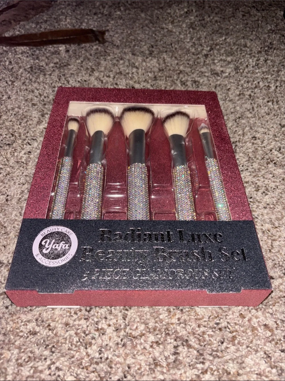 Pink Glamorous 5-Piece Jeweled Makeup Brush Set NIB